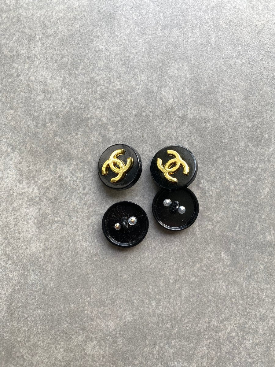 Black Chanel Clothing Button Accessory for Handmade DIY Craft Projects Apparel Bespoke - mingfabricstore