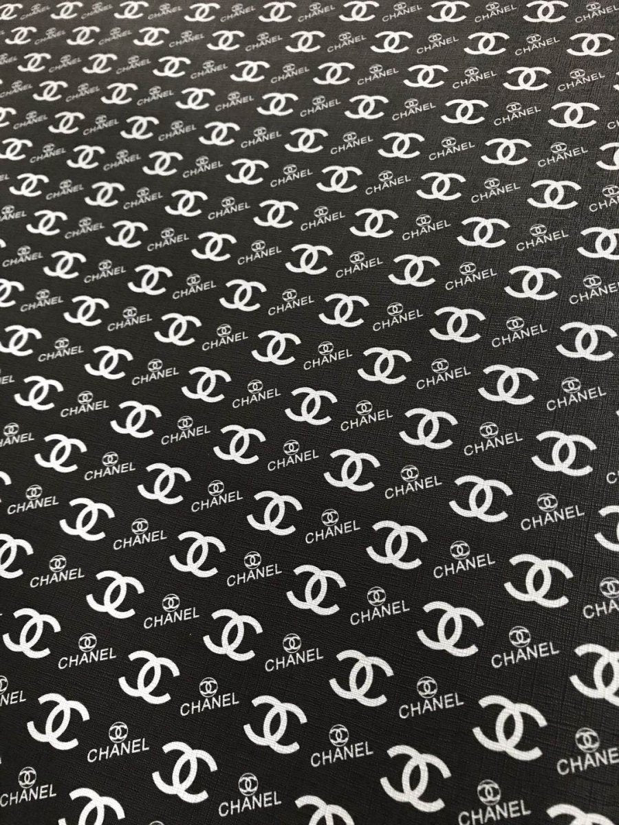 Black Chanel Leather Fabric for Shoe Custom Bag - mingfabricstore