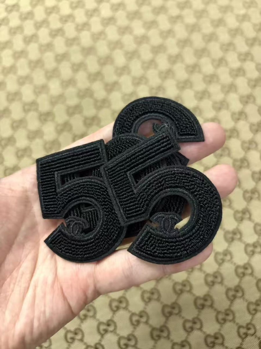 Black Chanel No.5 Iron on Patches for DIY Crafts Projects - mingfabricstore