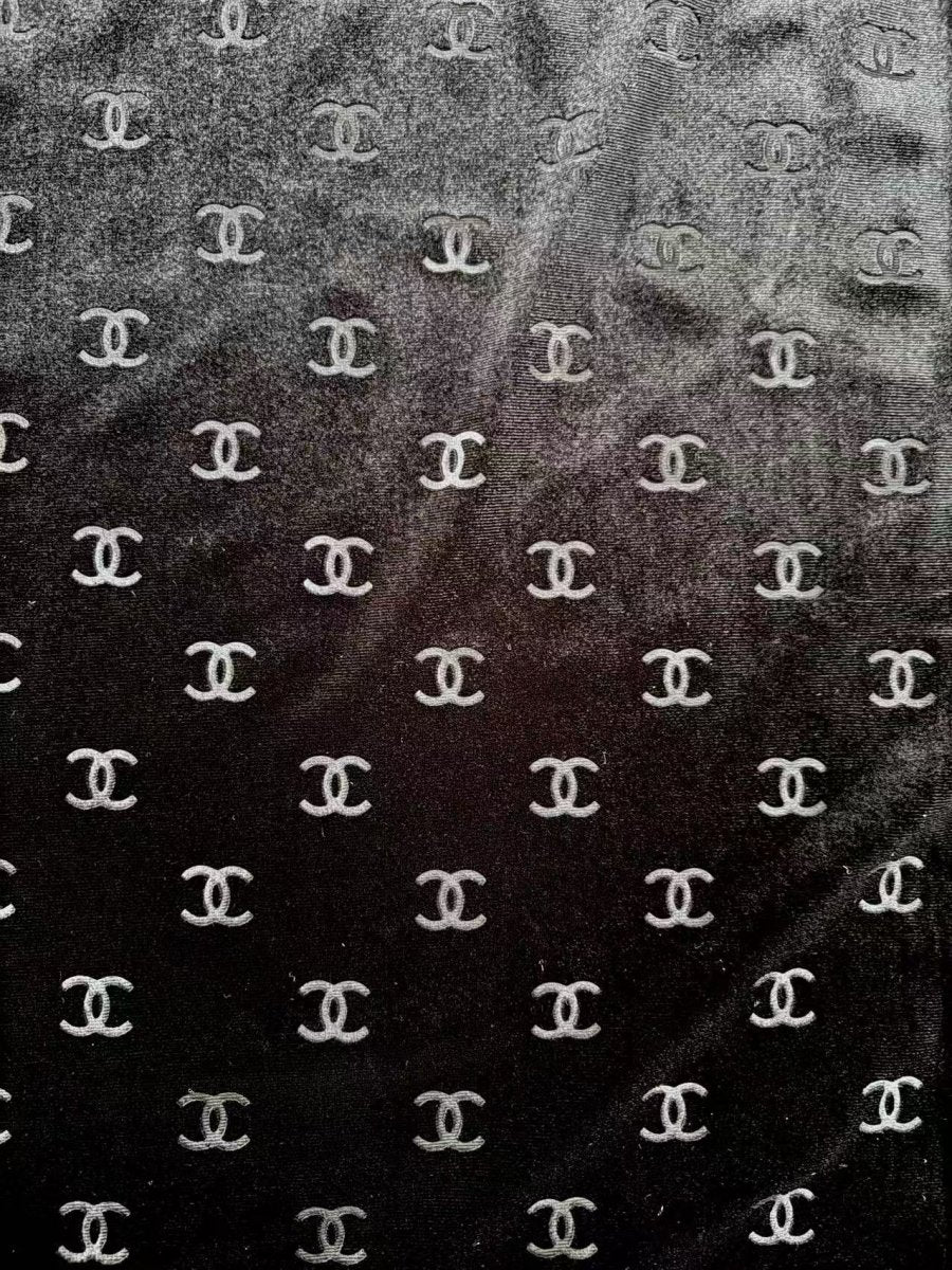Black Chanel Velvet Fabric for Sneakers DIY Crafts - mingfabricstore