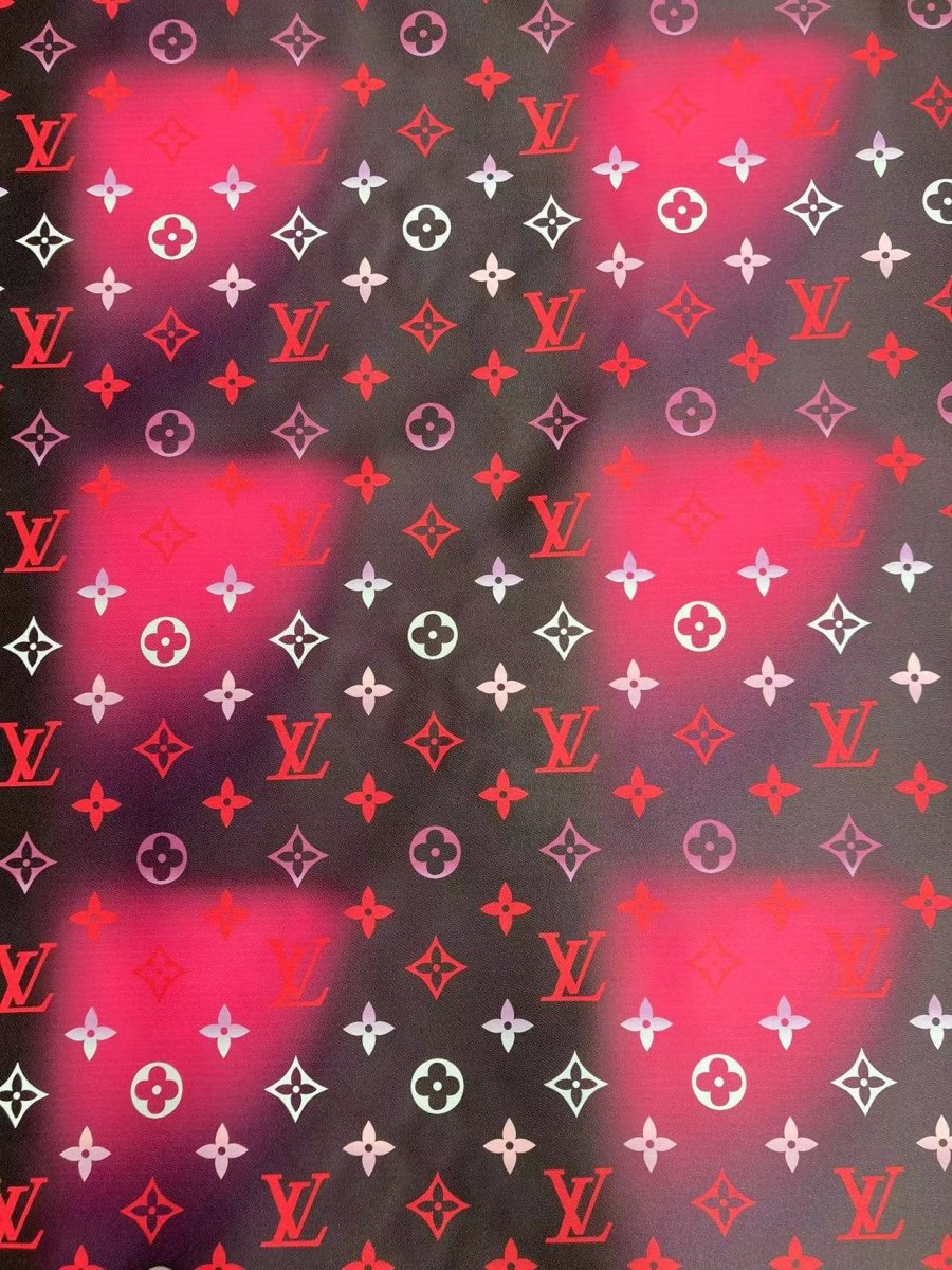 Black Colorful Lv By the Pool Faux Leather Vinyl Designer Fabric for Custom - mingfabricstore