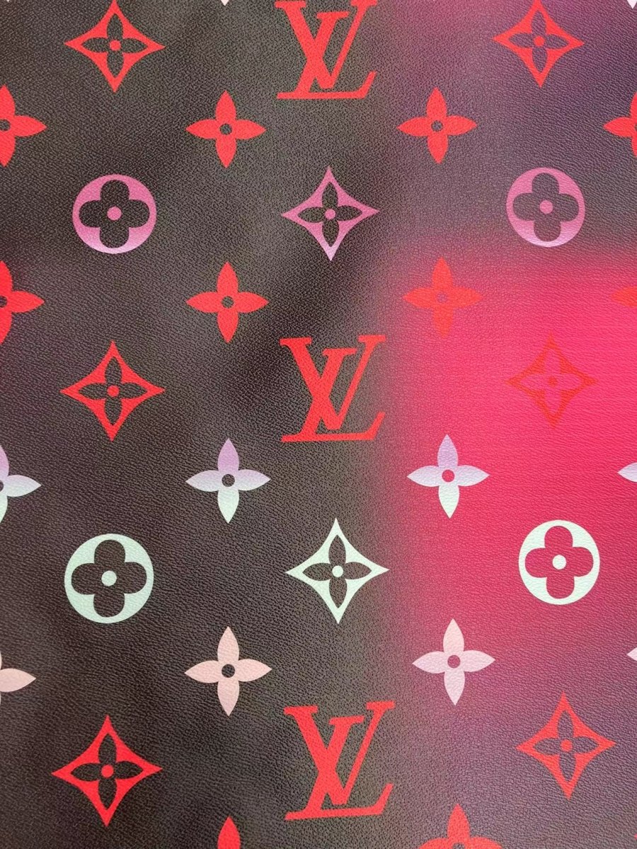 Black Colorful Lv By the Pool Faux Leather Vinyl Designer Fabric for Custom - mingfabricstore