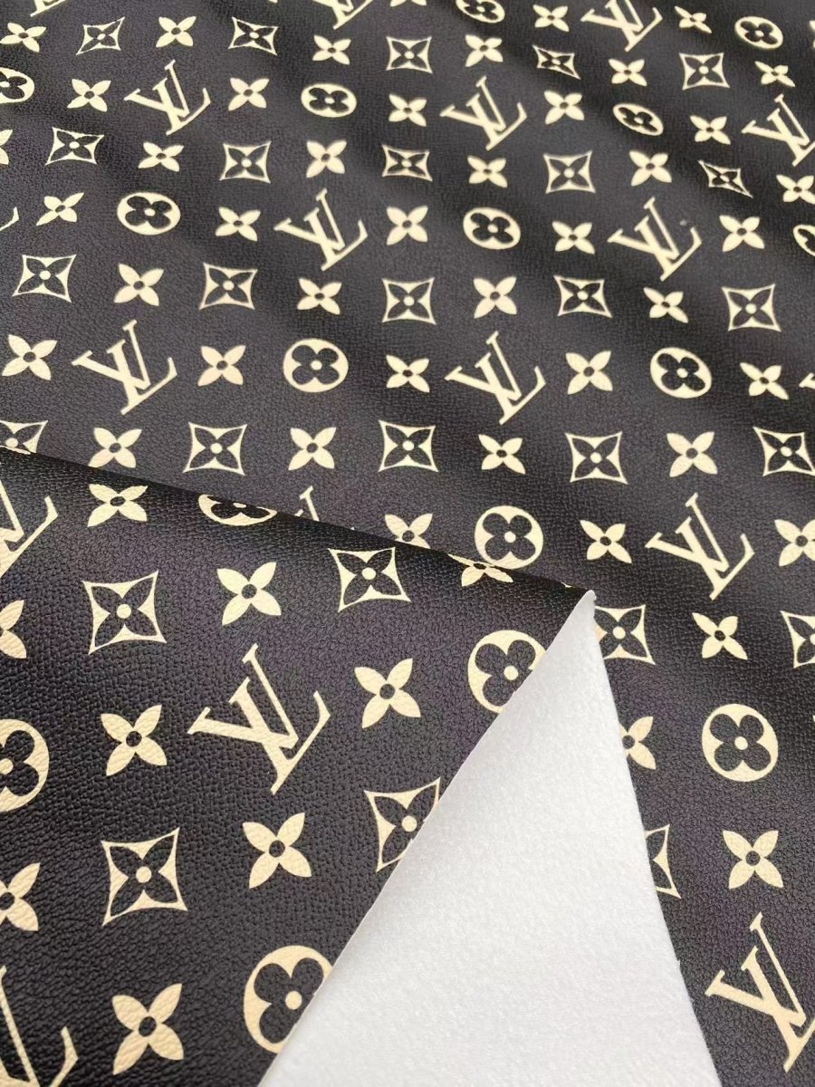 Black Cream Louis Vuitton LV Leather Leder Stoff Pelle - mingfabricstore
