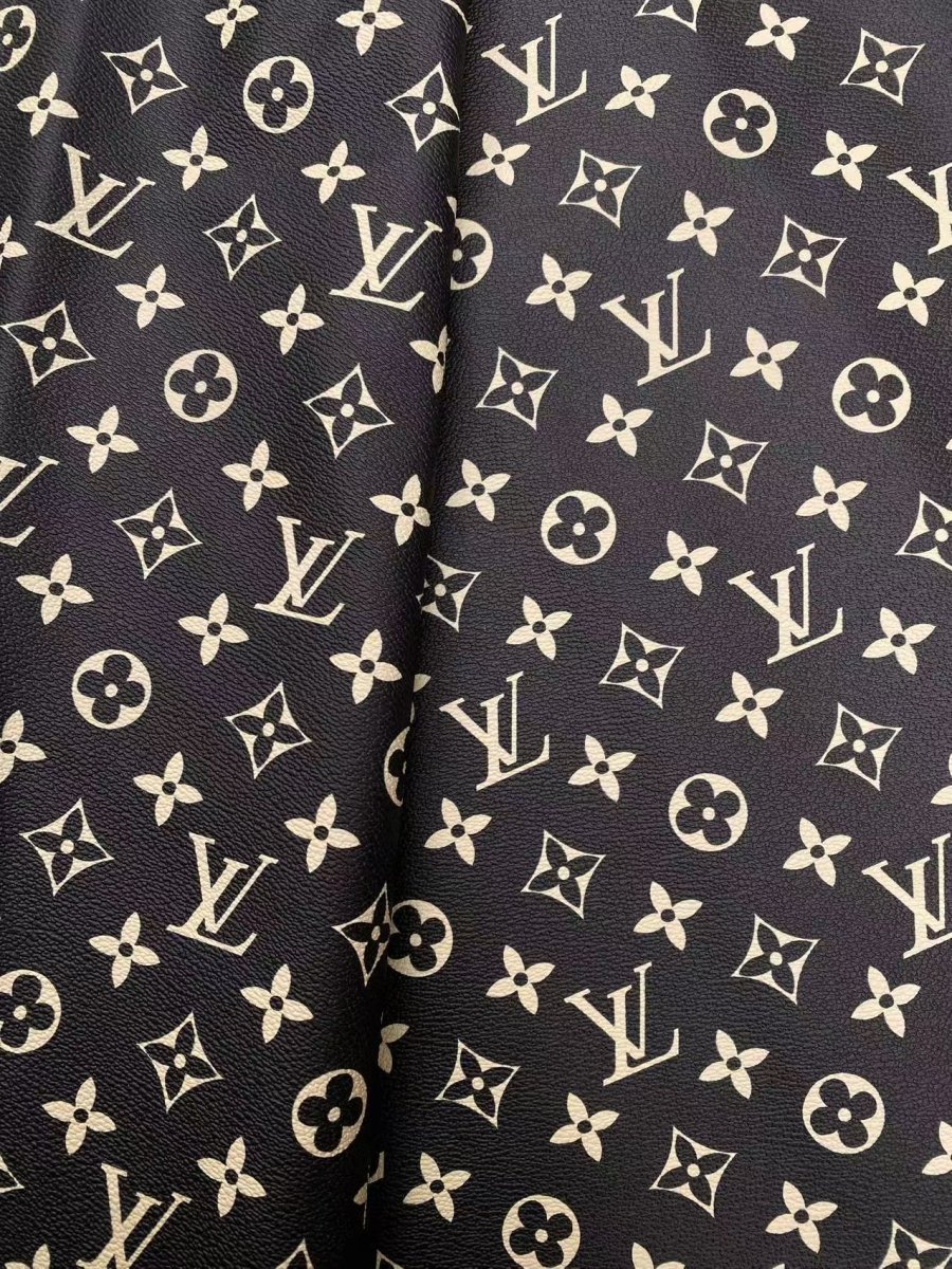 Black Cream Louis Vuitton LV Leather Leder Stoff Pelle - mingfabricstore