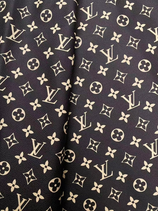 Black Cream Louis Vuitton LV Leather Leder Stoff Pelle - mingfabricstore