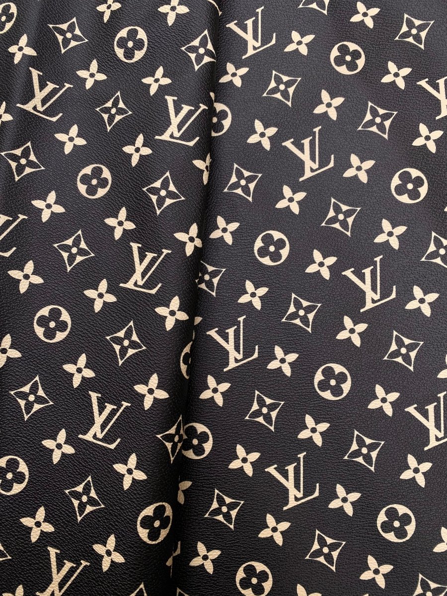Black Cream Louis Vuitton LV Leather Leder Stoff Pelle - mingfabricstore