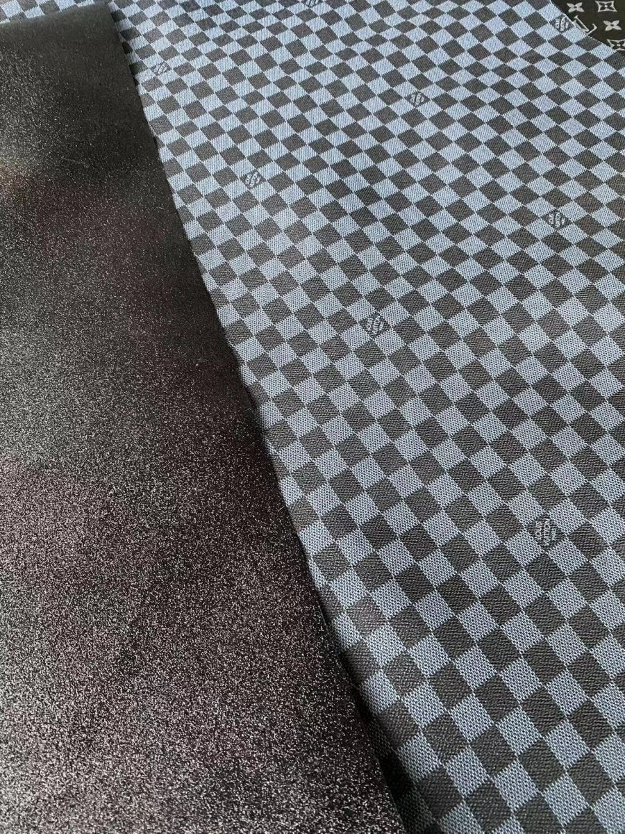 Black Damier LV Check Double Side Leather for Handmade DIY Projects - mingfabricstore