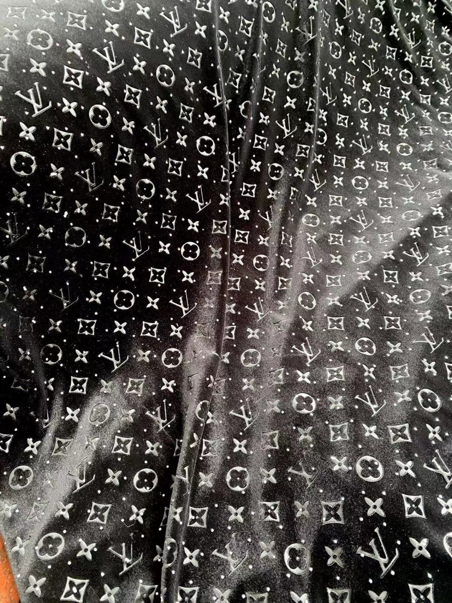 Black Diamond LV Louis Vuitton Velvet Fabric for Sewing Handmade Custom Sneakers Project - mingfabricstore