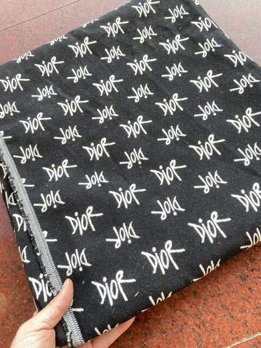 Black Dior Cotton Sewing Designer Fabric for Custom Handmade Bespoke Made Upholstery - mingfabricstore