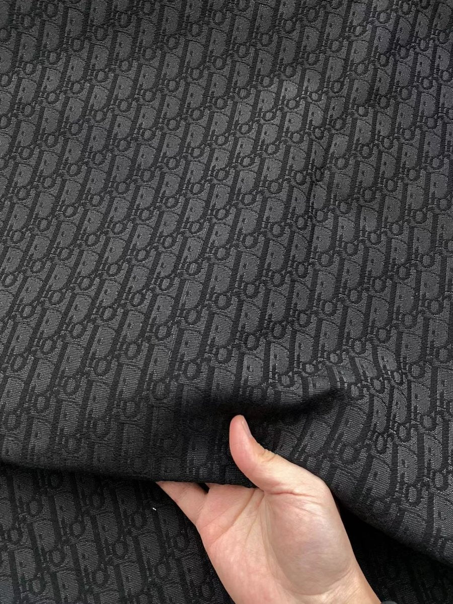 Black Dior Fabric for Custom Shoes DIY Crafts Sewing Project - mingfabricstore
