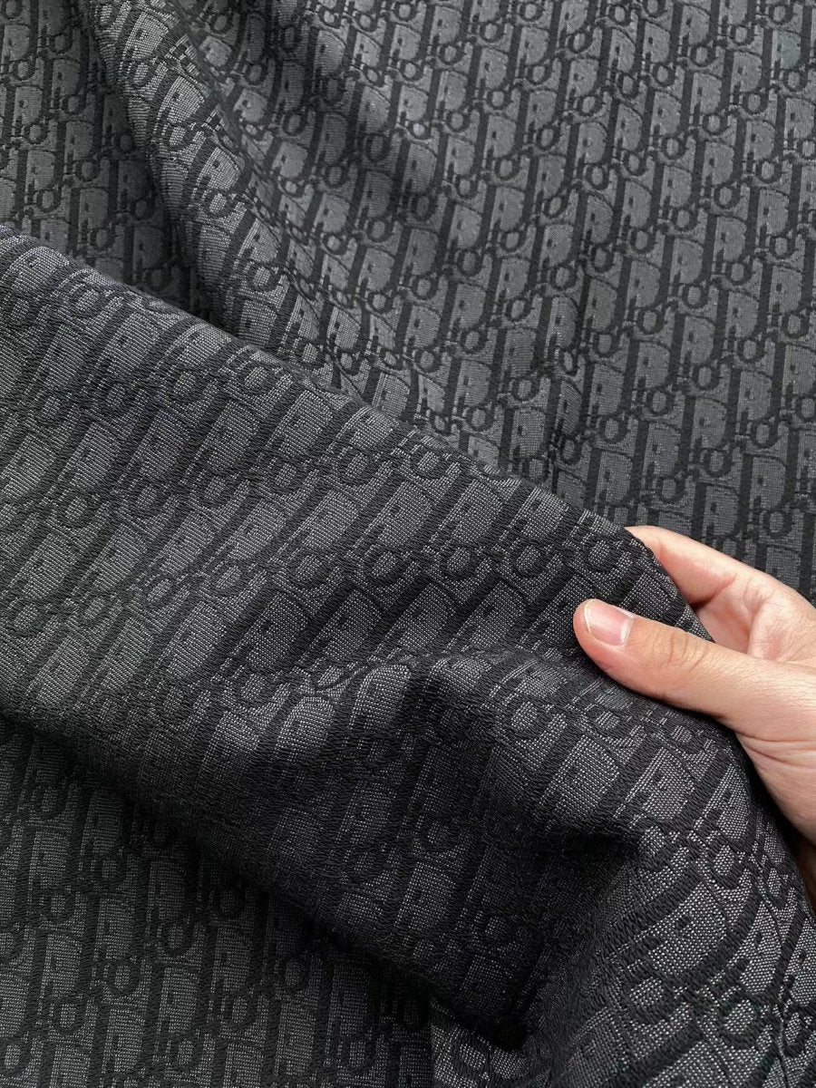 Black Dior Fabric for Custom Shoes DIY Crafts Sewing Project - mingfabricstore