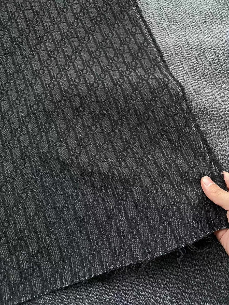 Black Dior Fabric for Custom Shoes DIY Crafts Sewing Project - mingfabricstore