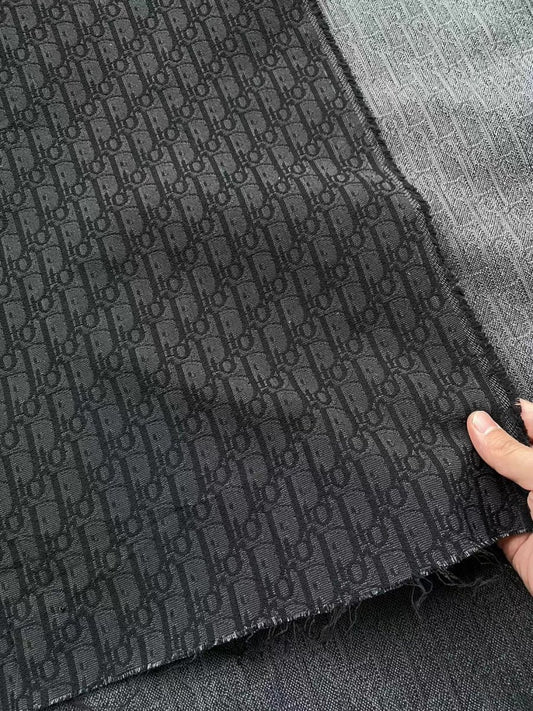 Black Dior Fabric for Custom Shoes DIY Crafts Sewing Project - mingfabricstore