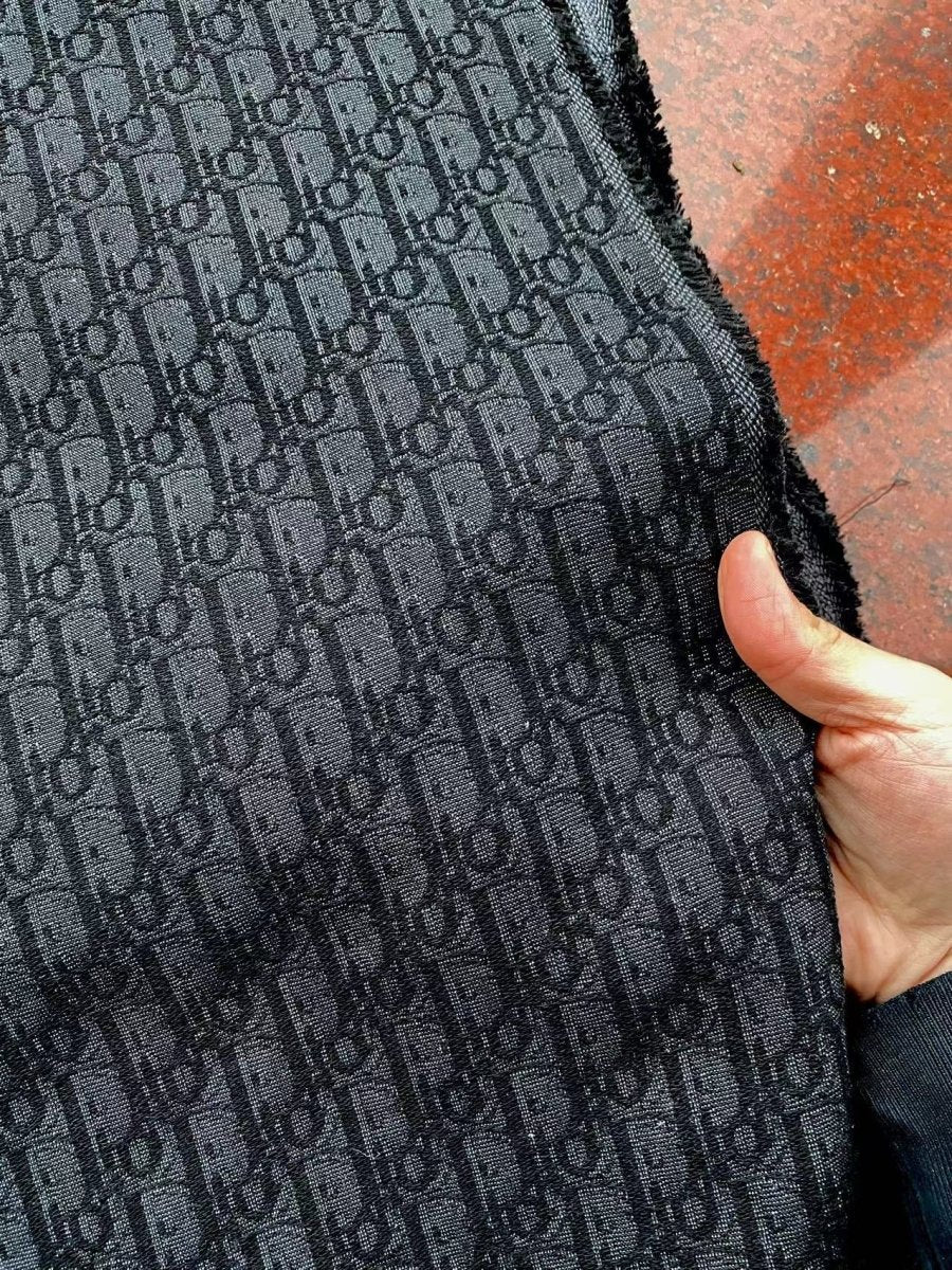 Black Dior Fabric for Custom Shoes DIY Crafts Sewing Project - mingfabricstore