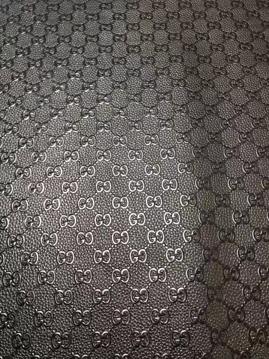 Black Embossed Gucci Faux Leather Fabric Designer Fabric - mingfabricstore