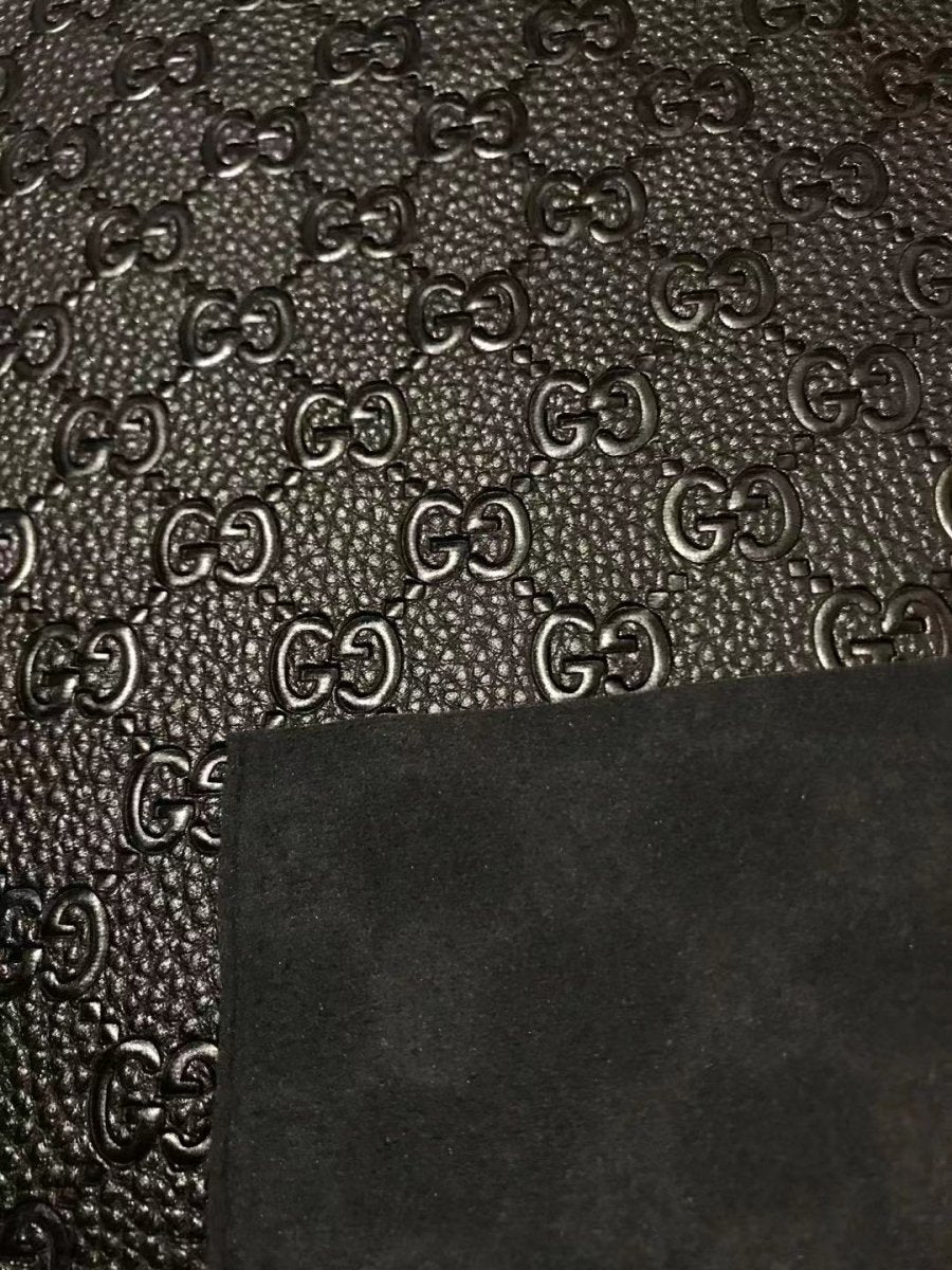 Black Embossed Gucci Faux Leather Fabric Designer Fabric - mingfabricstore