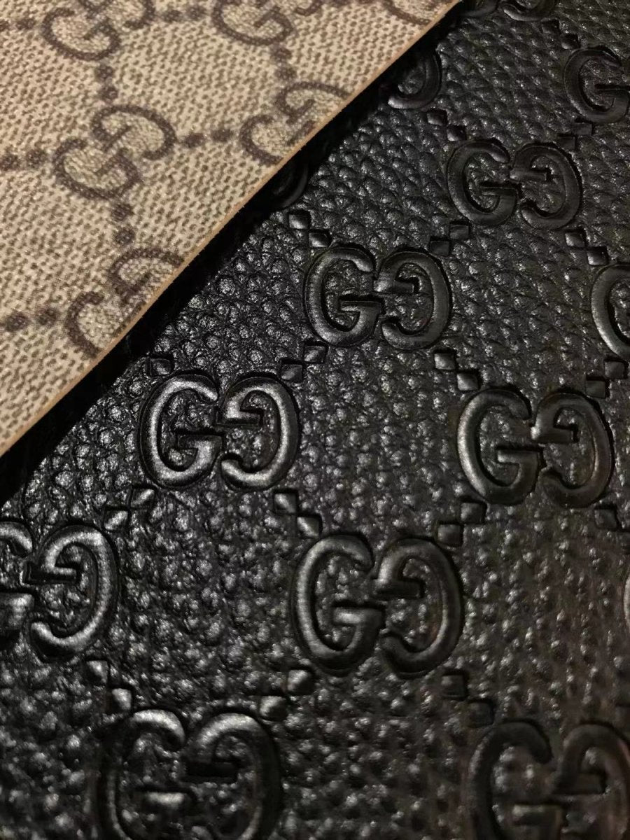 Black Embossed Gucci Faux Leather Fabric Designer Fabric - mingfabricstore