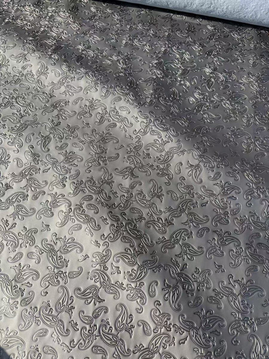 Black Embossed Paisley Bandana Leather for Horse Saddlery DIY Crafts - mingfabricstore