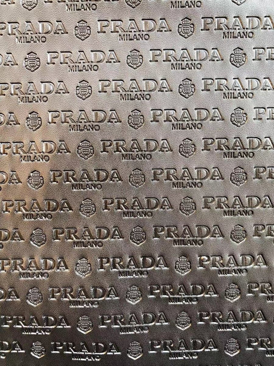 Black Embossed Prada Leather for Tie Custom Made - mingfabricstore