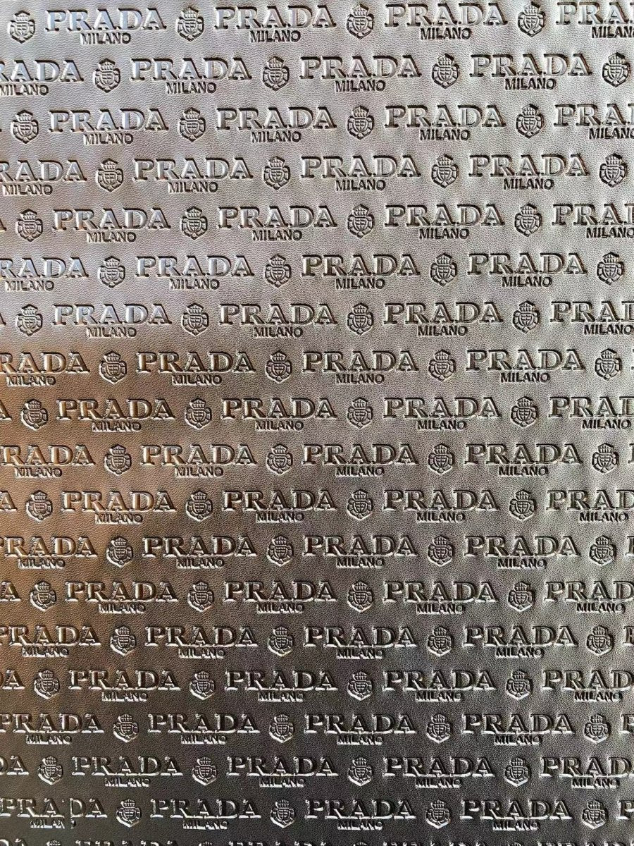 Black Embossed Prada Leather for Tie Custom Made - mingfabricstore