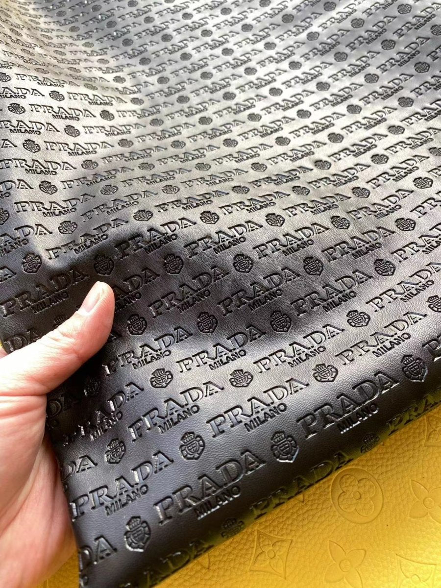 Black Embossed Prada Leather for Tie Custom Made - mingfabricstore
