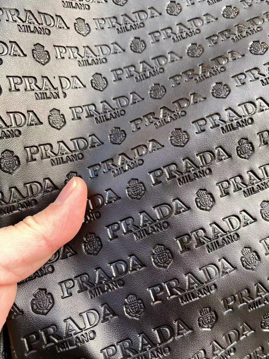 Black Embossed Prada Leather for Tie Custom Made - mingfabricstore