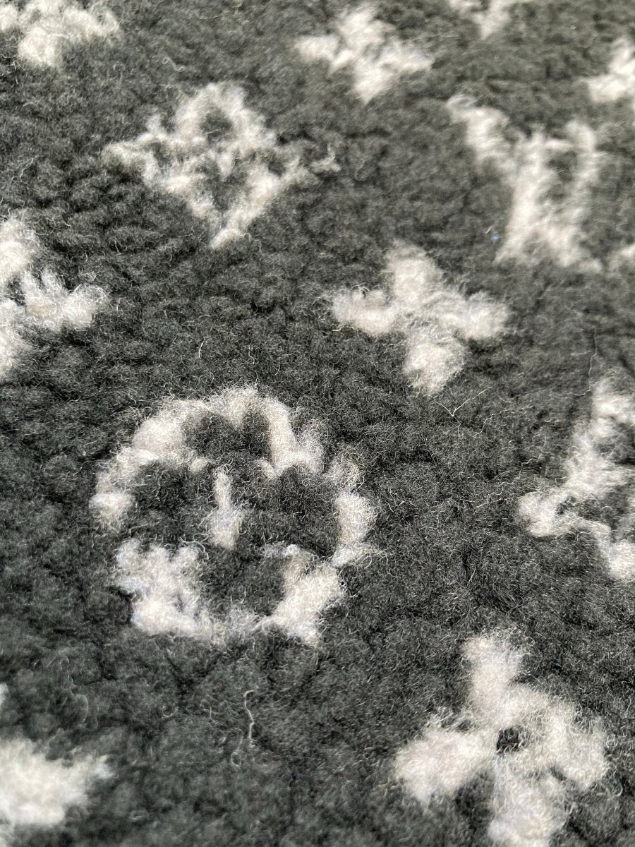 Black Furry Cozy LV Teddy Fleece Flannel Fabric - mingfabricstore