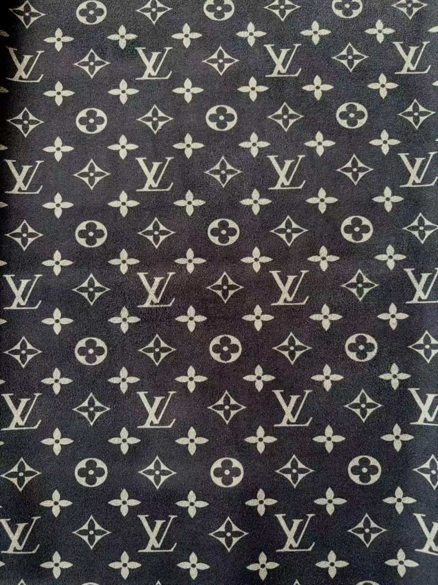Black Grey LV Stretchy Suede Velvet Wrap Fabric for Speaker Upholstery - mingfabricstore