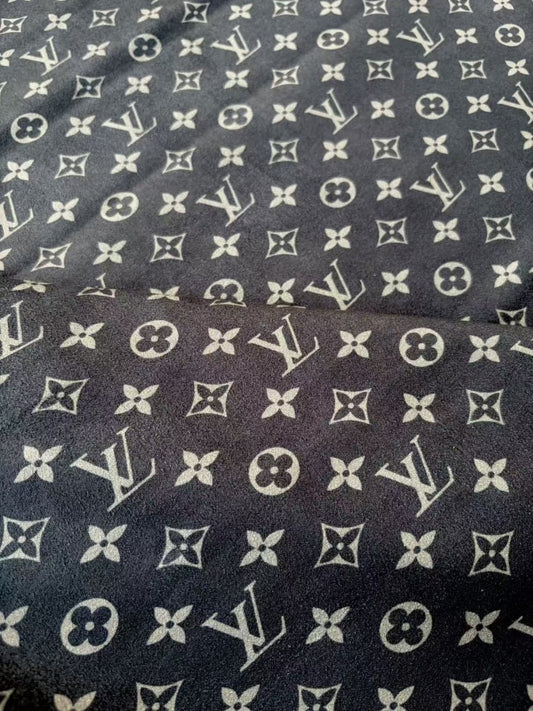 Black Grey LV Stretchy Suede Velvet Wrap Fabric for Speaker Upholstery - mingfabricstore