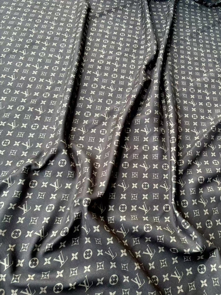 Black Grey LV Stretchy Suede Velvet Wrap Fabric for Speaker Upholstery - mingfabricstore