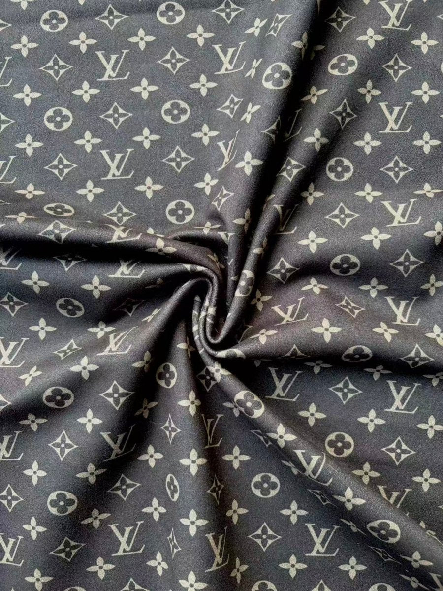 Black Grey LV Stretchy Suede Velvet Wrap Fabric for Speaker Upholstery - mingfabricstore