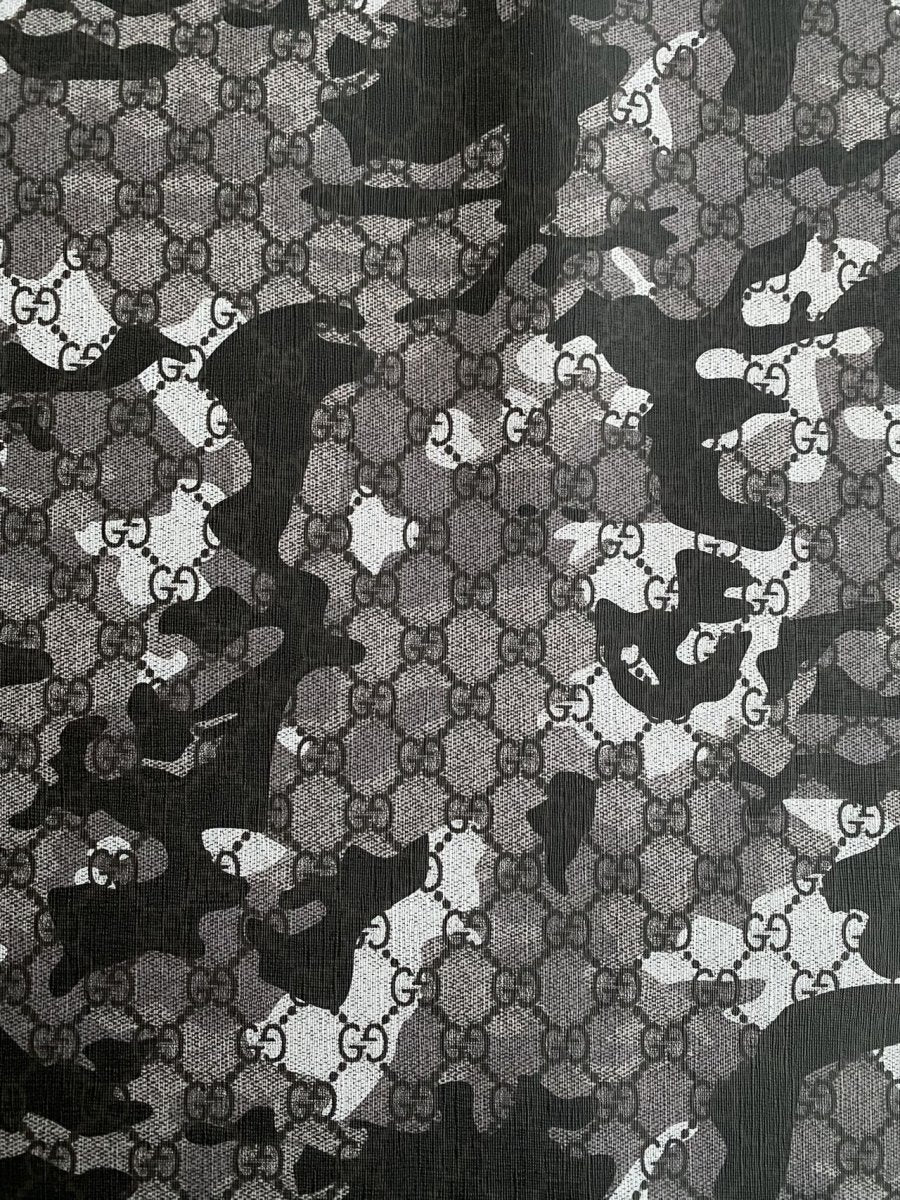 Black Gucci Camouflage Leather for Bag Custom Crafts - mingfabricstore