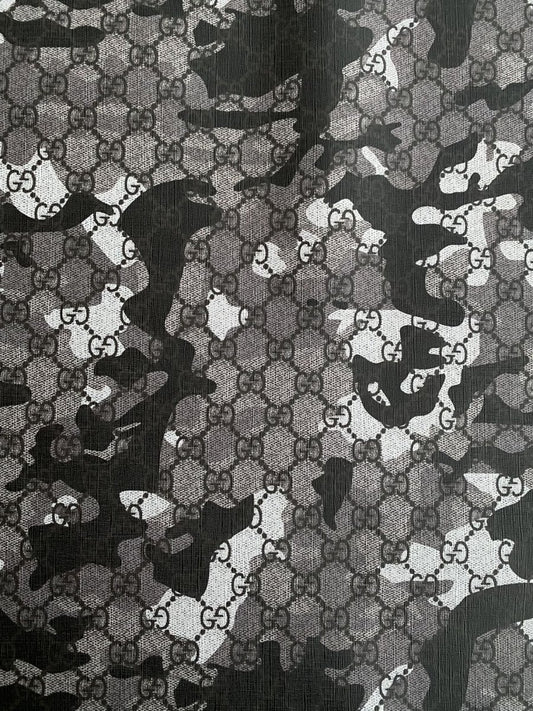 Black Gucci Camouflage Leather for Bag Custom Crafts - mingfabricstore