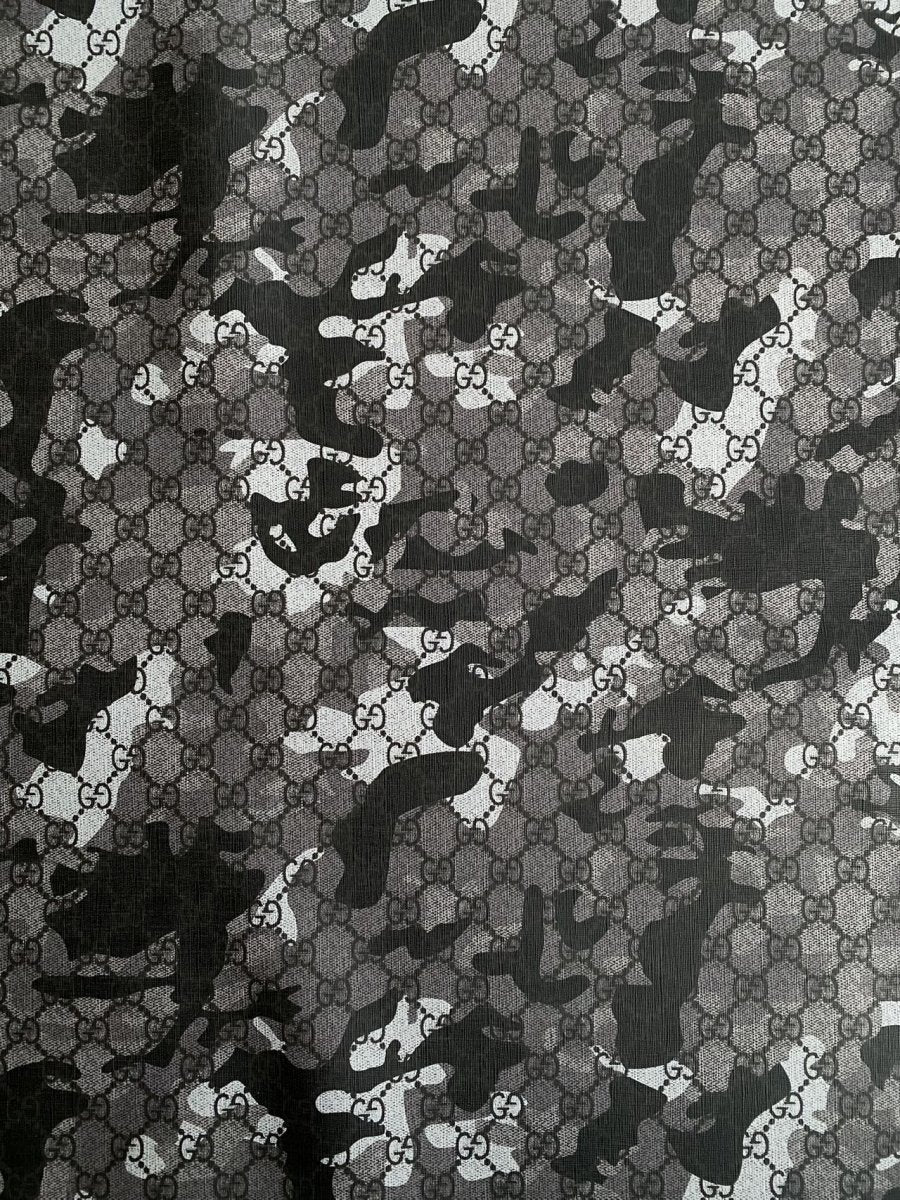 Black Gucci Camouflage Leather for Bag Custom Crafts - mingfabricstore