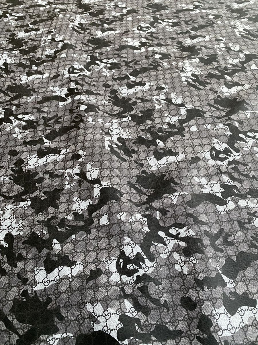 Black Gucci Camouflage Leather for Bag Custom Crafts - mingfabricstore