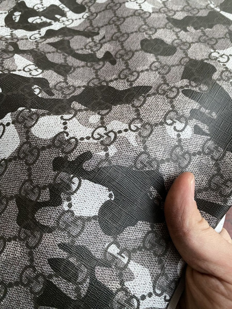 Black Gucci Camouflage Leather for Bag Custom Crafts - mingfabricstore