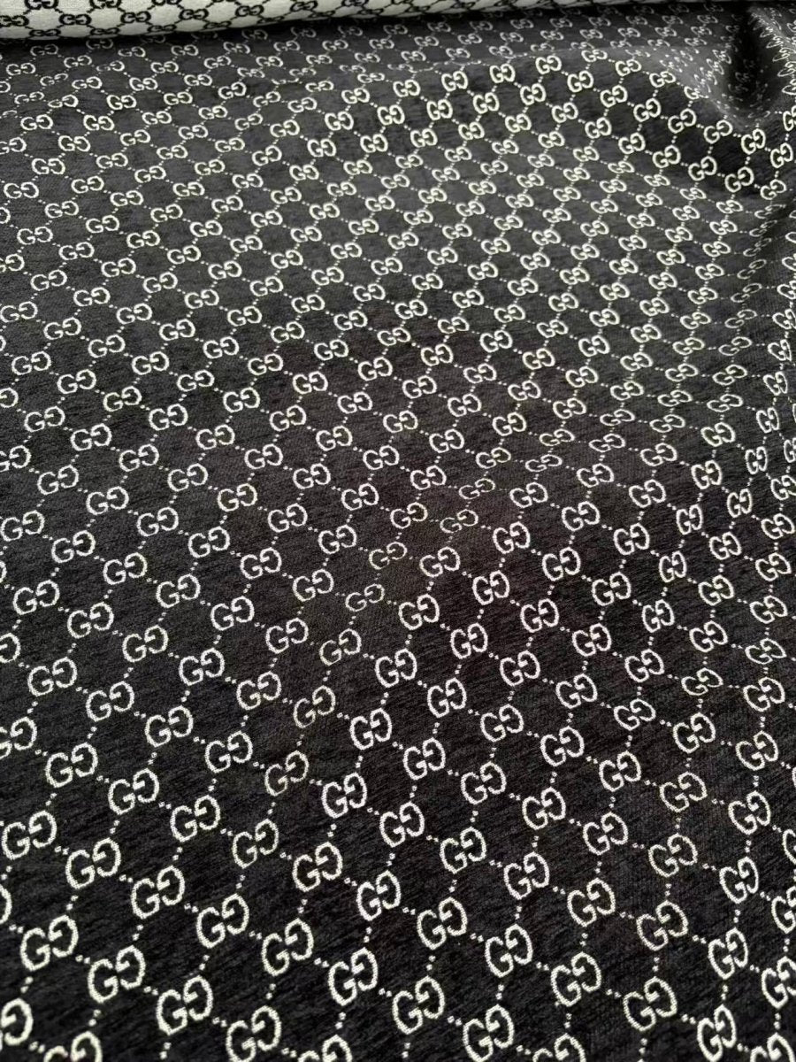 Black Gucci Chenille Fabric for Beach Bag DIY Crafts Sewing - mingfabricstore