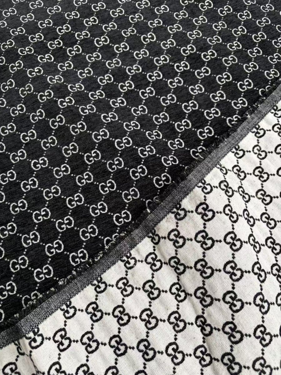 Black Gucci Chenille Fabric for Beach Bag DIY Crafts Sewing - mingfabricstore