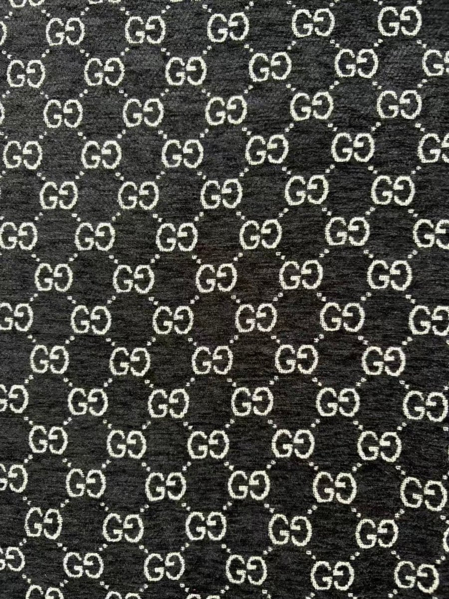 Black Gucci Chenille Fabric for Beach Bag DIY Crafts Sewing - mingfabricstore