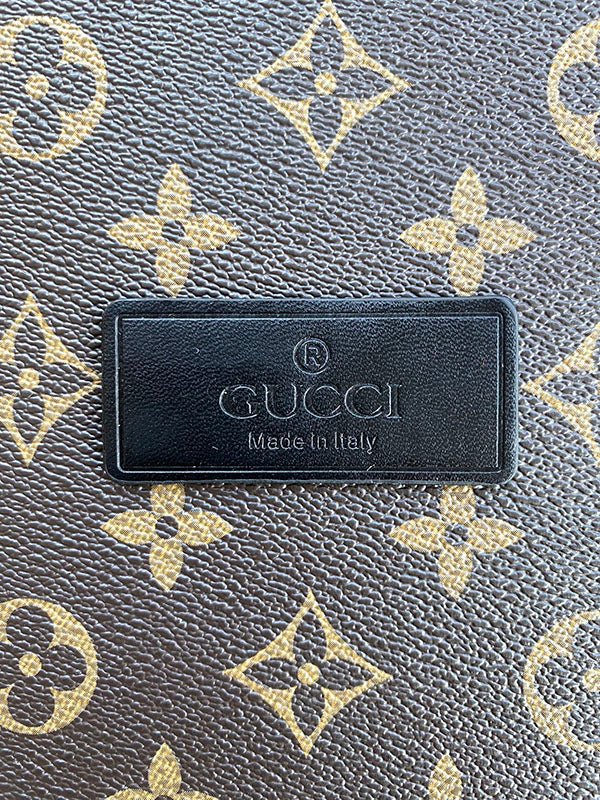 Black Gucci Label Badge Authentic Leather Handmade Accessory - mingfabricstore