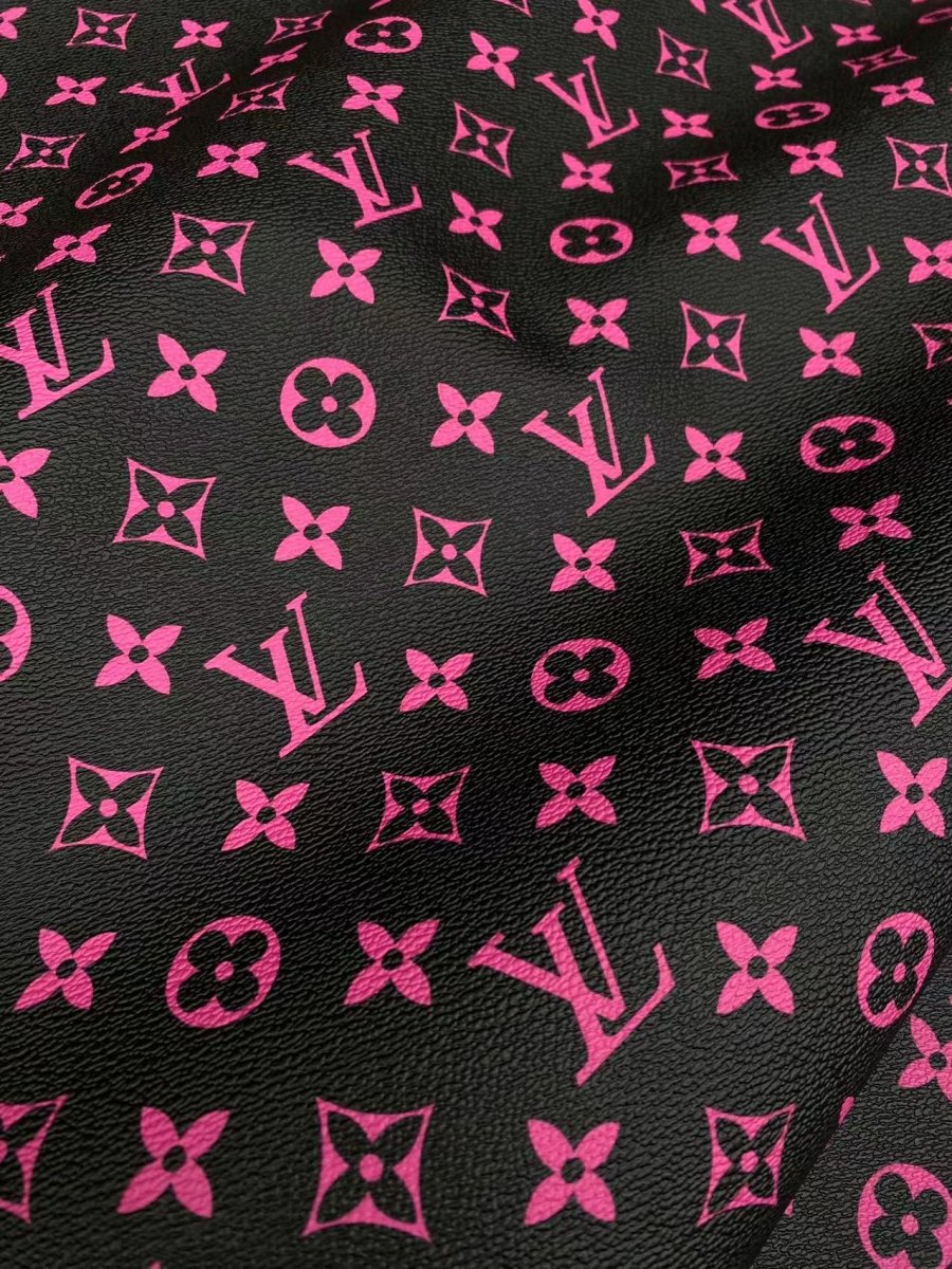 Black Hot Pink LV Monogram Leather Vinyl Custom Sneakers Car Upholstery Home deco - mingfabricstore
