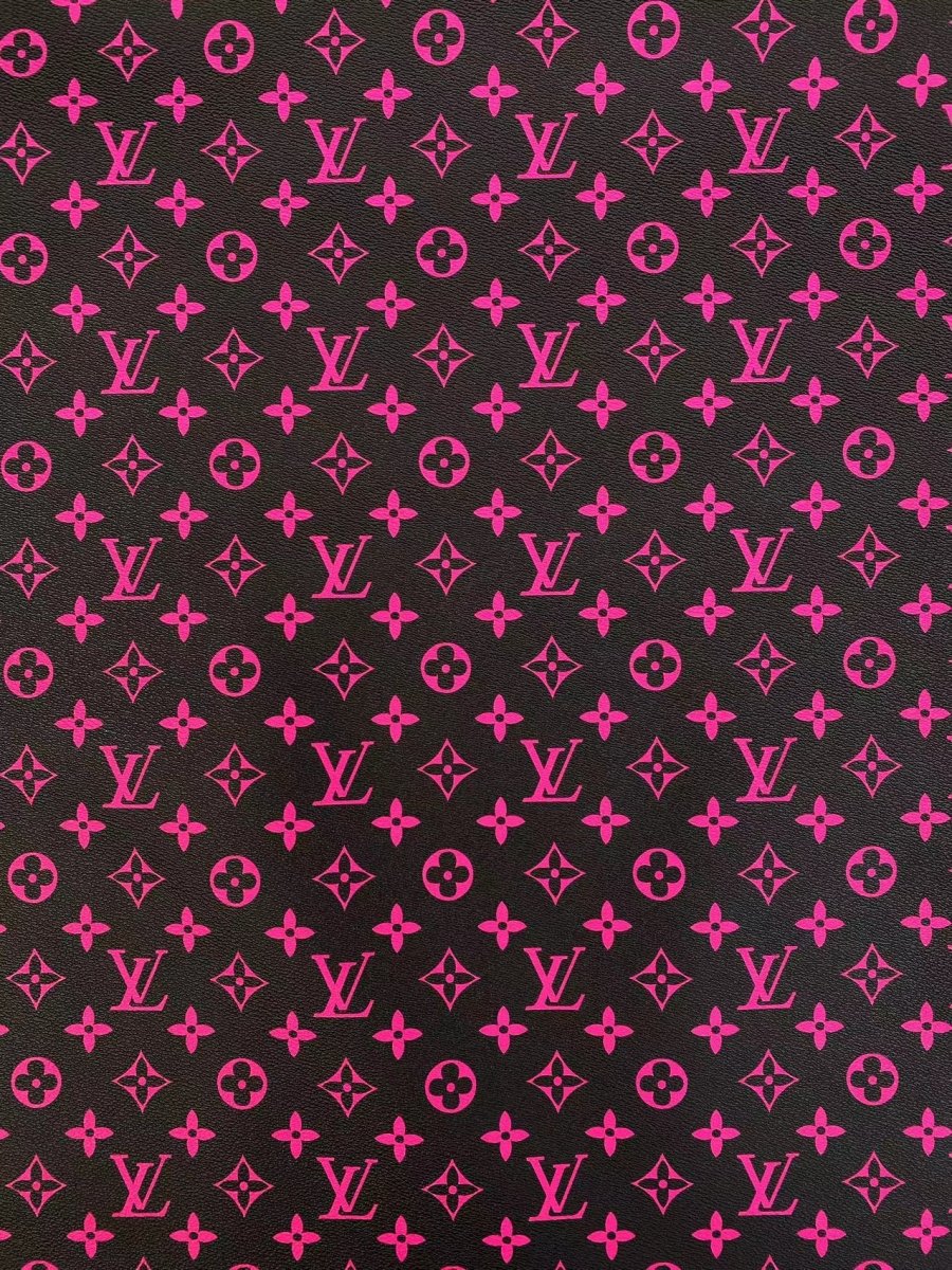 Black Hot Pink LV Monogram Leather Vinyl Custom Sneakers Car Upholstery Home deco - mingfabricstore