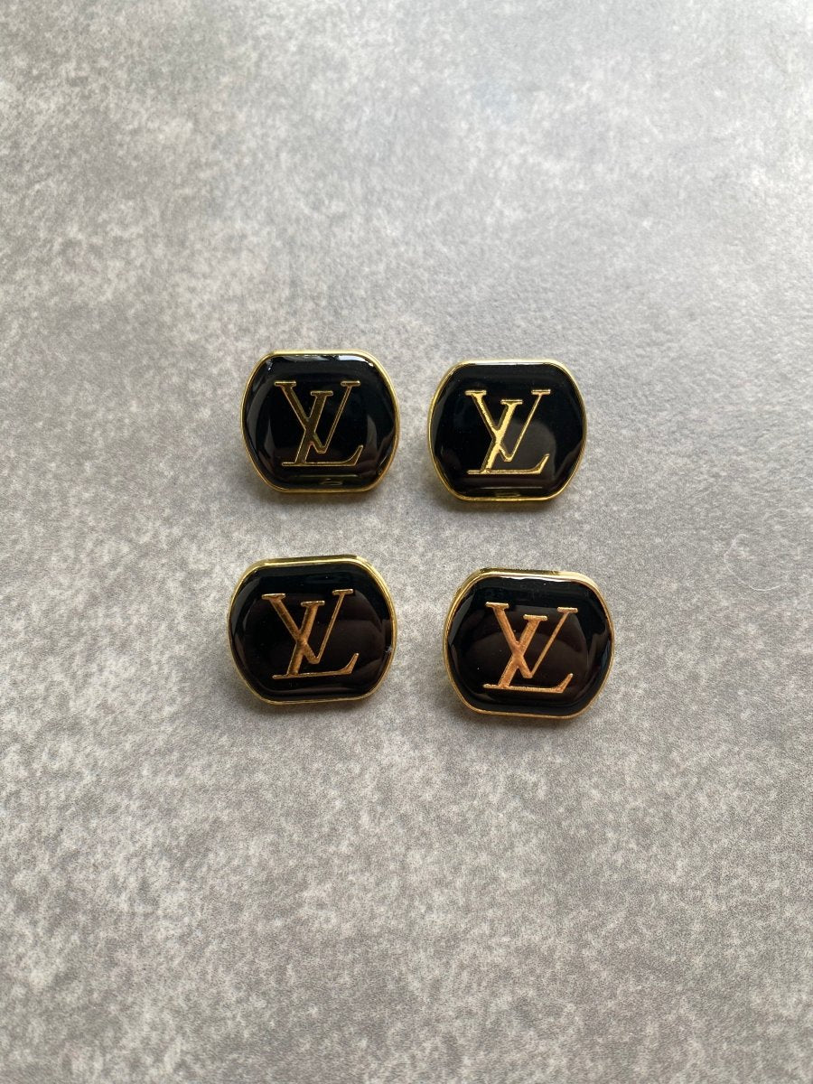 Black Louis Vuitton Button Accessory for Handmade DIY Custom Clothing Bespoke - mingfabricstore