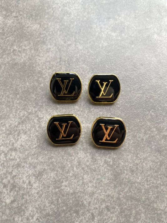Black Louis Vuitton Button Accessory for Handmade DIY Custom Clothing Bespoke - mingfabricstore