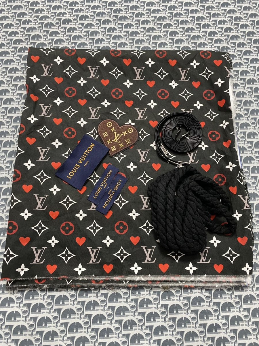 Black Louis Vuitton Cotton Fabric Sneaker Tag Patches Bundle Sales - mingfabricstore