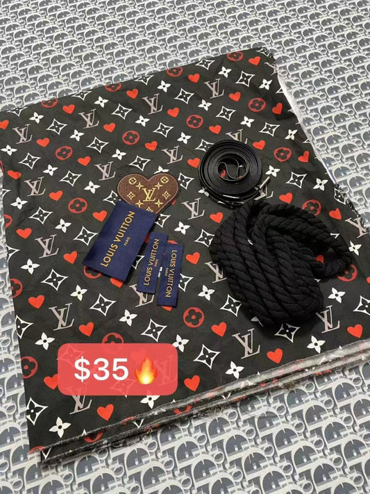 Black Louis Vuitton Cotton Fabric Sneaker Tag Patches Bundle Sales - mingfabricstore