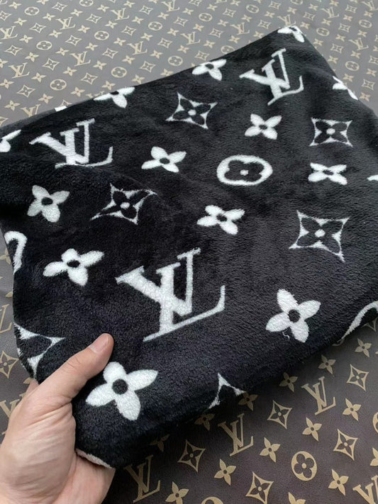Black Louis Vuitton Flannel Plush Fabric for Upholstery Sneaker Timberland Custom - mingfabricstore