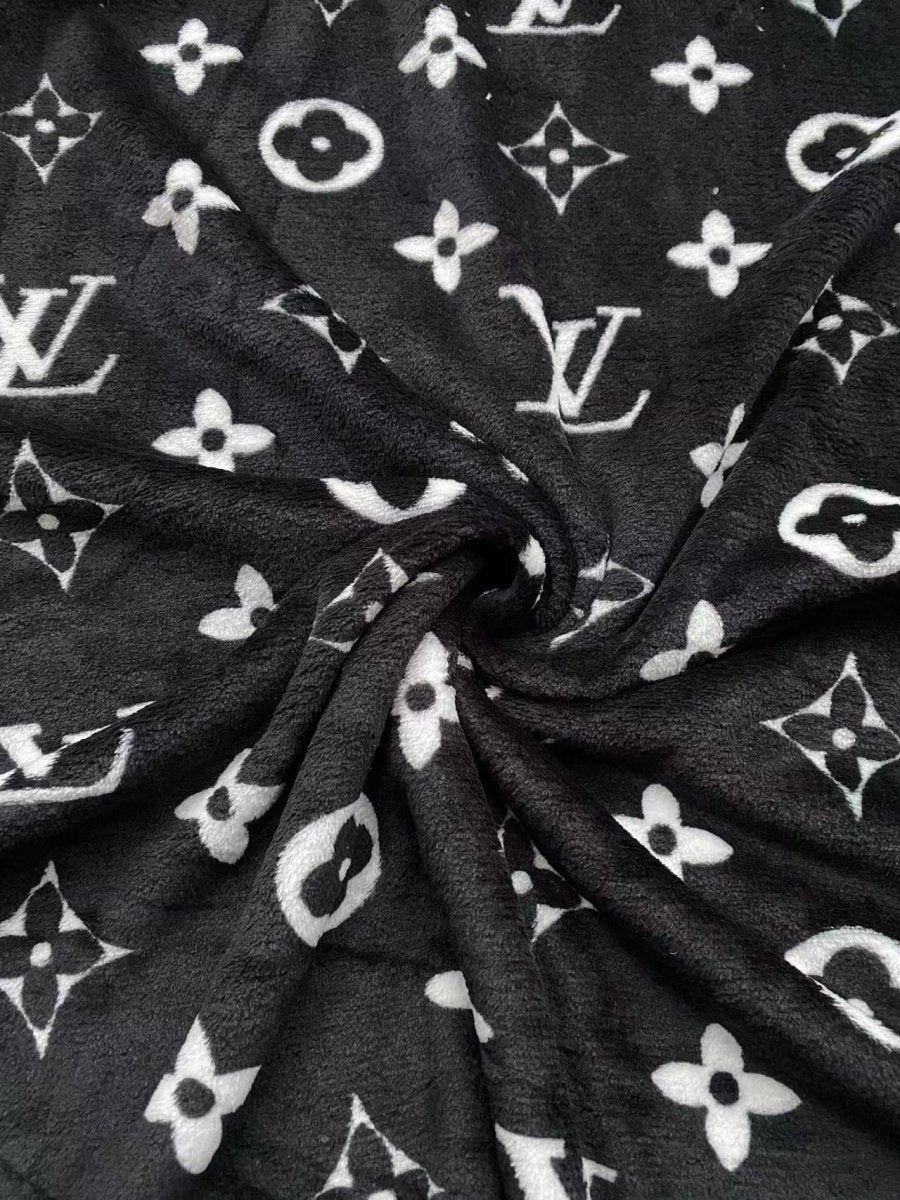 Black Louis Vuitton Flannel Plush Fabric for Upholstery Sneaker Timberland Custom - mingfabricstore