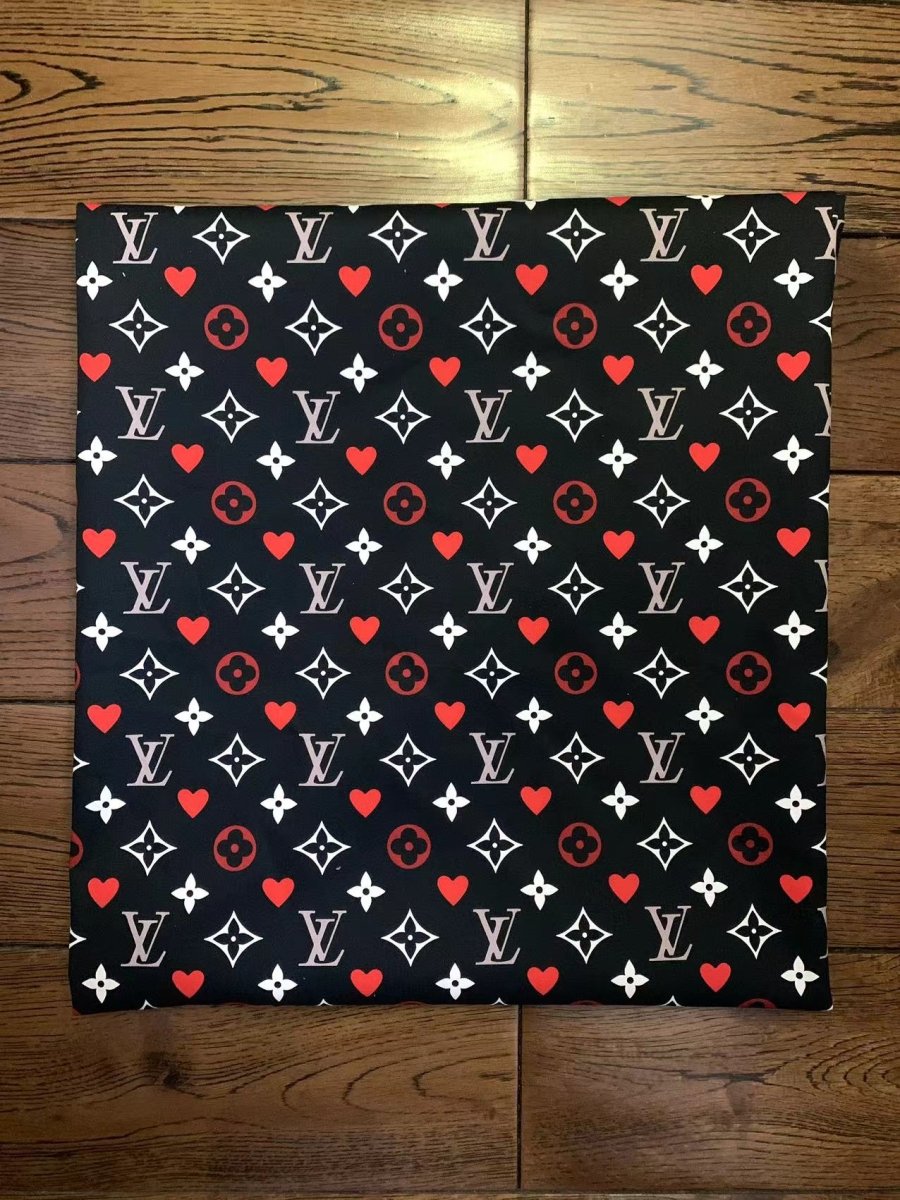 Black LV Heart Monogram Custom Sneaker Fabric DIY Sewing Material Sold by Yard - mingfabricstore
