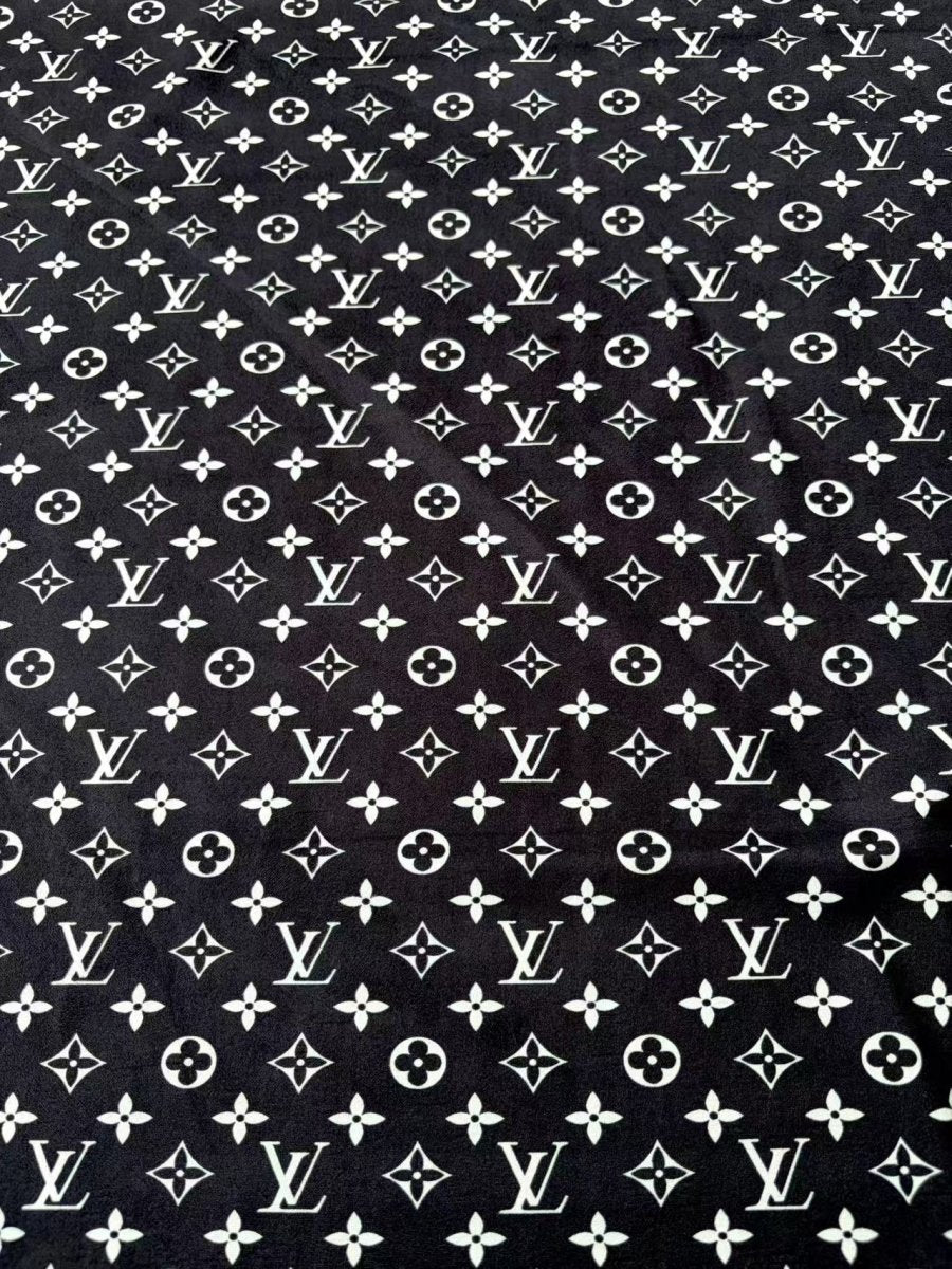 Black LV Stretchy Fabric Speaker Pod Cover Suede Fabric - mingfabricstore